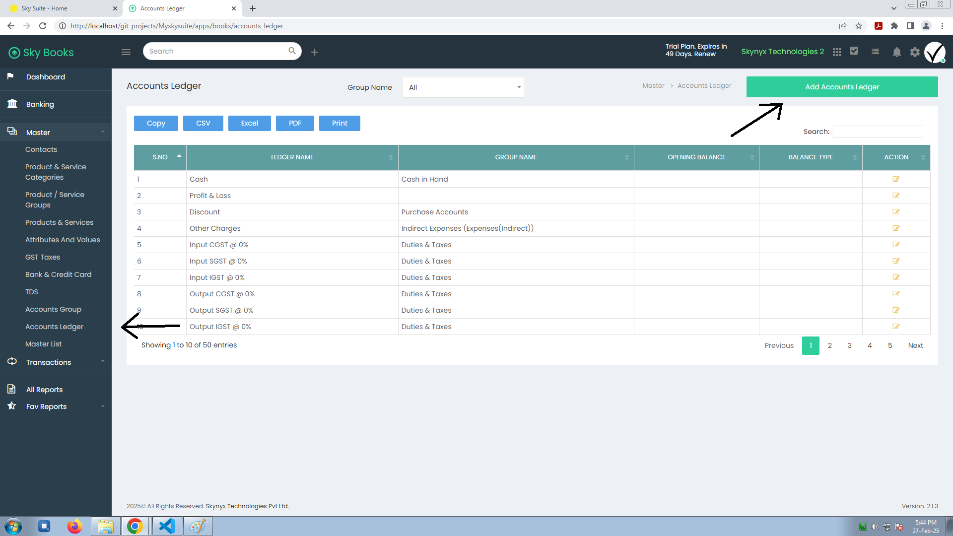 Accounts Ledger
